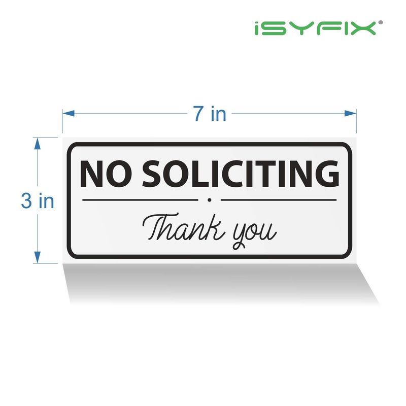 iSYFIX No Soliciting Signs Stickers for House, Home & Business - 4 Pack 7x3 inch - Premium Self-Adhesive Vinyl, Laminated for Ultimate UV, Weather, Scratch, Water and Fade Resistance, Indoor & Outdoor - Image 2